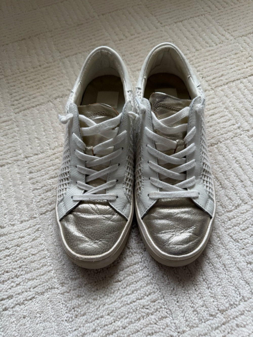 Dolce Vita Cream and Tan Woven Slip-On Sneakers